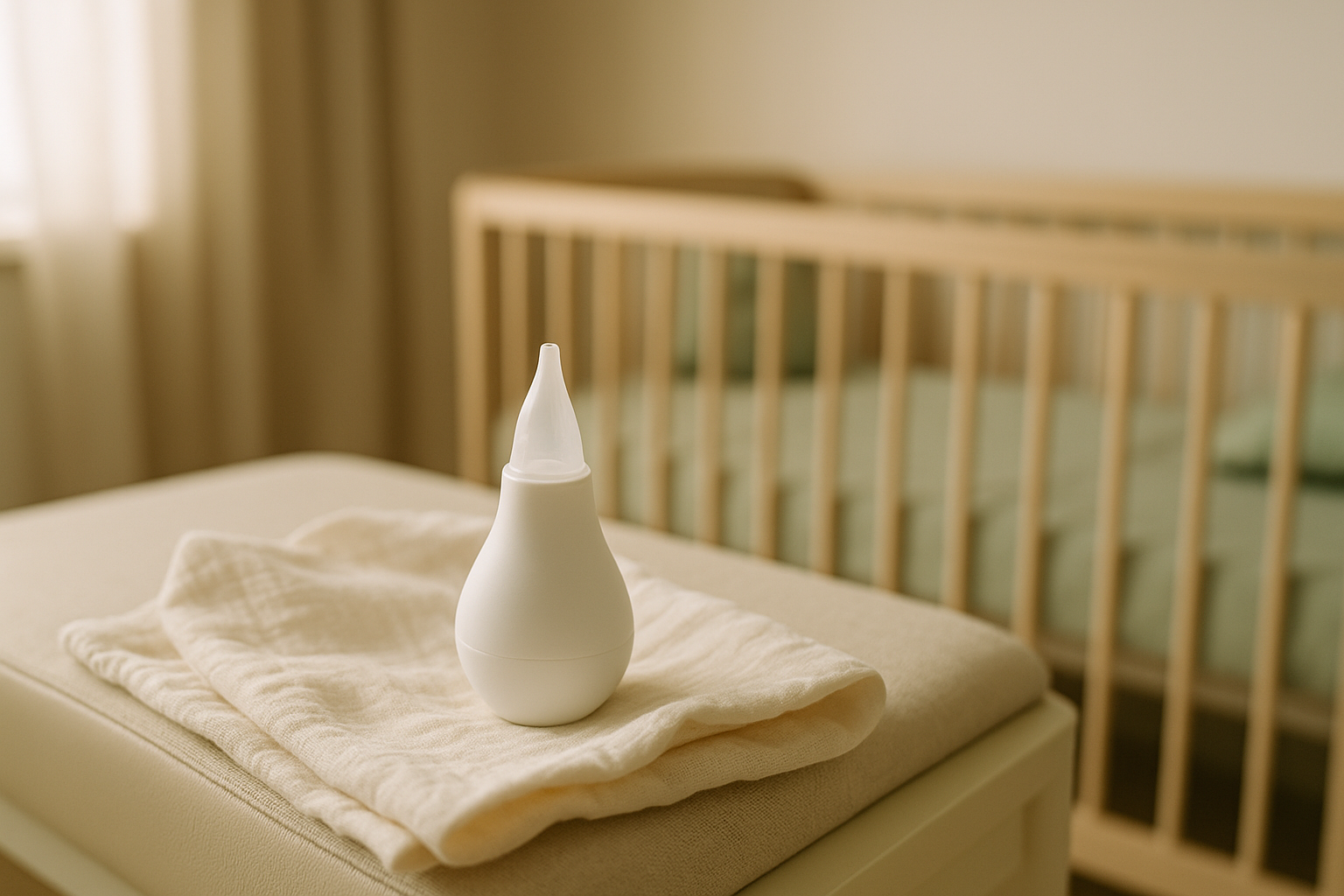 Aspirador nasal para bebê em ambiente cozy — aspirador nasal para bebê
