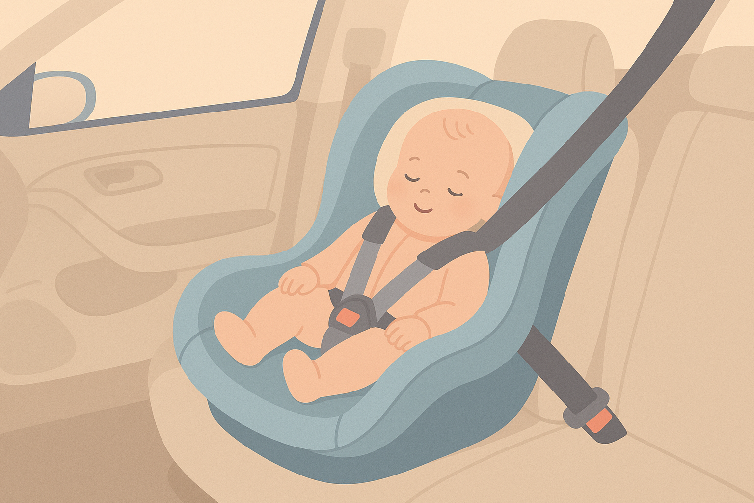 Bebê conforto instalado corretamente no carro com segurança