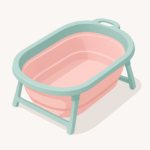 Banheirinha dobrável para bebê em silicone pastel