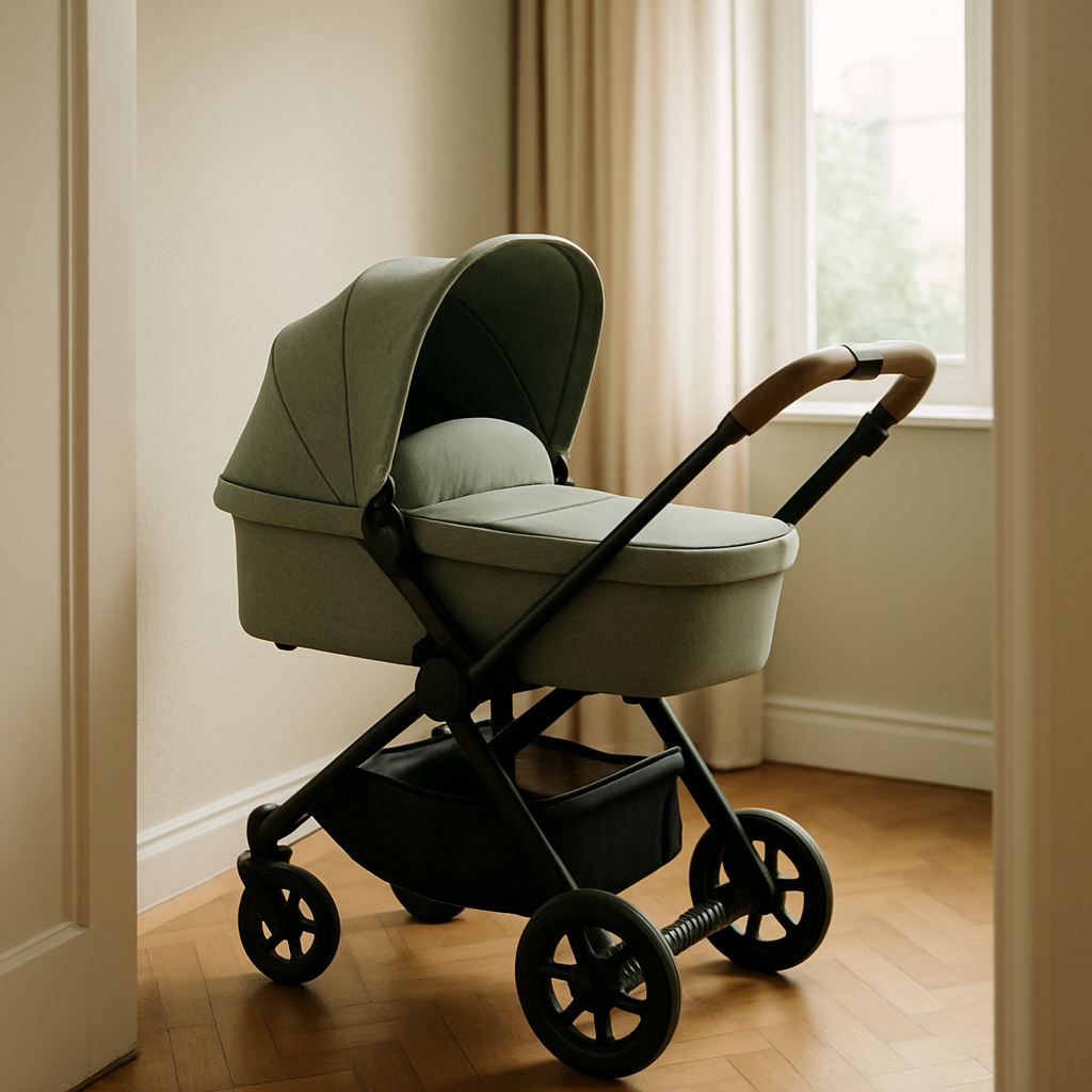 melhor carrinho de bebê — foto de carrinho de bebê em apartamento